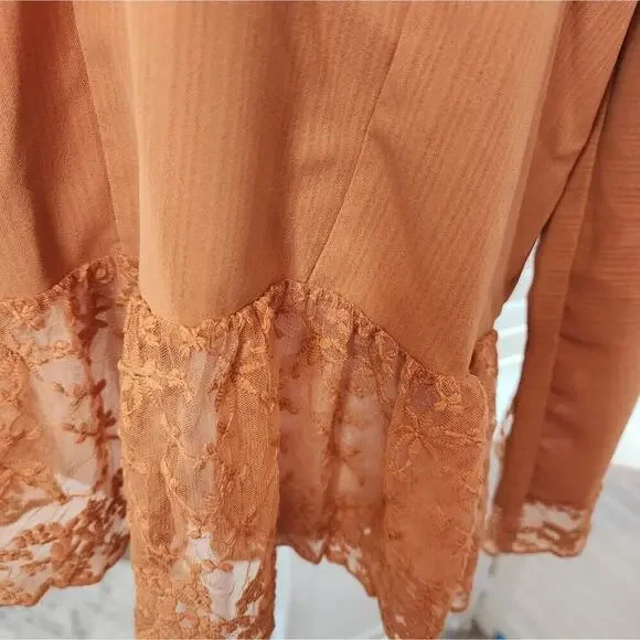 563 UMGEE CLAY TOP WITH TASSEL TIE LACE ACCENTS MUSTARD - Picture 4 of 7